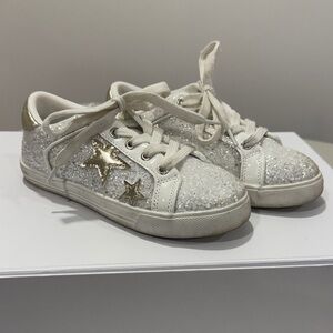 Sparkly Star Kids Sneakers - Cream and Gold